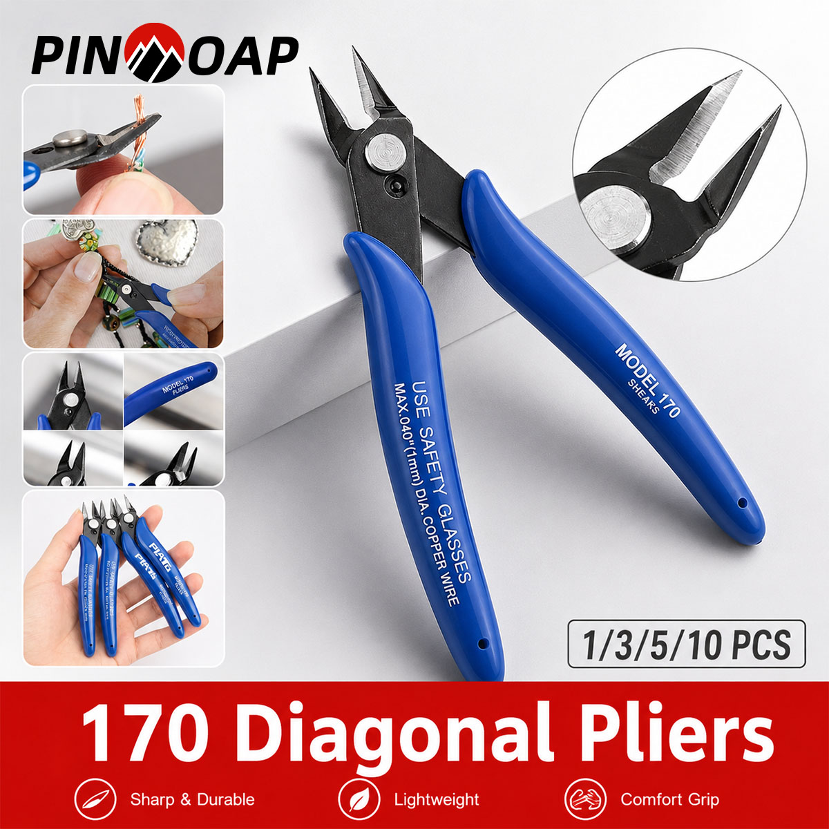 Hand Tools In Workshop - PINMOAP 170 多目的プライヤー ヘビーデューティースチール製ハンドツール ワイヤーカッター グリッププライヤー