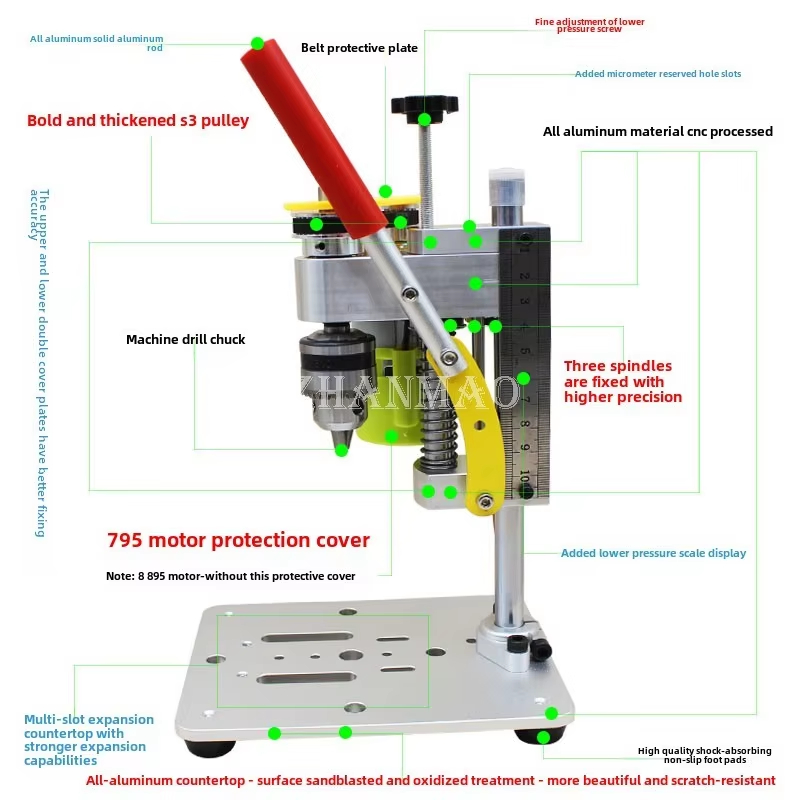Drill Press - 小型精密卓上ドリルプレス。DIY用マイクロドリルマシン。携帯電話、時計の修理、宝飾品の研磨、研削作業に。