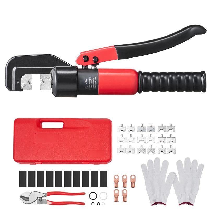 油圧圧着工具、9種類のダイス付き、AWG12-2/0銅および - Tool Set のレビューと価格