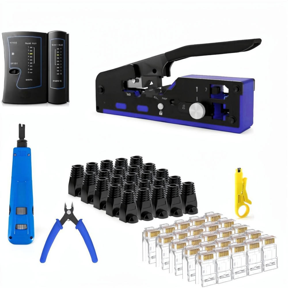 RJ45ケーブル配線用、プロ仕様の頑丈なイーサネット圧着工具 - Tool Set のレビューと価格