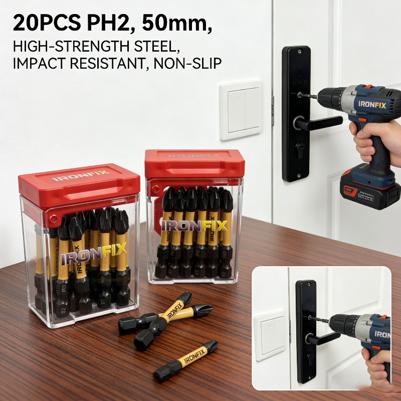 耐久性に優れたPH2ドライバービット20個入り。高硬度S2鋼 - Screwdriver Set のレビューと価格